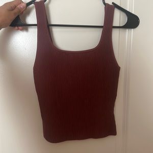 Aritzia Babaton Sculpt Knit Squareneck Tank in Sundried Tomato (size XS)